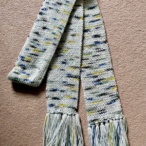 Multicolor Knitted Scarf with Fringe, Ribbed Unisex Winter Scarf, Cozy Handmade Scarf for Men and Women