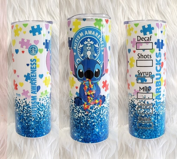 Autism Stitch Tumbler 20 Oz Skinny Tumbler With Lid and Straw 