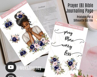 Pray More Worry Less Printable Kit für Planer, Bibel Journaling, Notizbücher, etc