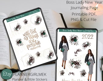 Boss Lady New Year Journaling Page, Buju Kit, Planner Kit, Dashboard spread kit