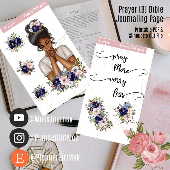 Pray More Worry Less Printable Kit for  Planners, Bible journaling, Notebooks, etc