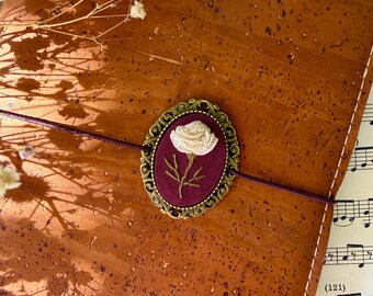 January Birthflower Embroidered Planner Charm for Journaling, Journal Accessory for Leather Travelers Journal, Carnation Journal Decoration