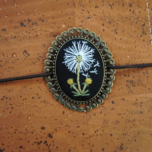 Dandelion Journal Charm with Embroidered Dandelion, Dandelion Seed Make a Wish Journal Charm