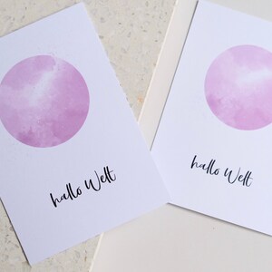 Karte/Postkarte - "hallo Welt rosa" Geburt
