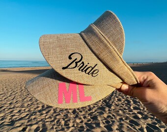 Monogram Straw Sun Visor Custom Straw Visor Women's Personalized Sun Visor Custom Bachelorette Personalized Beach Visor Custom Barbie Visor