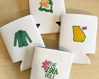 4pk Masters Golf Koozie Set // The Masters Tournament Theme Party // Golf Player Gifts // Golf Party Favors