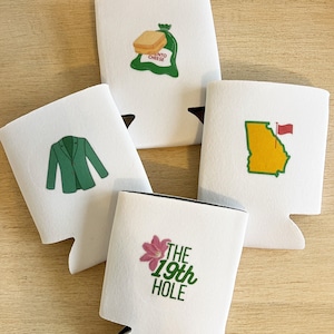 4pk Masters Golf Koozie Set // The Masters Tournament Theme Party // Golf Player Gifts // Golf Party Favors