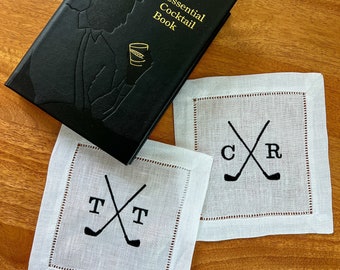 Golf Cocktail Napkin Set Personalized Golf Gift For Men Golf Fathers Day Gift Golf Bar Cart Decor Golf Party Decor Golf Theme Gift Idea