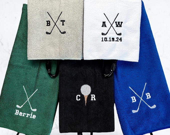 Personalized Golf Towel Golf Gift Embroidered Golf Groomsmen Gift Custom Golf Towel Fathers Day Golf Gift Golf Wedding Gift Golf Club Towel
