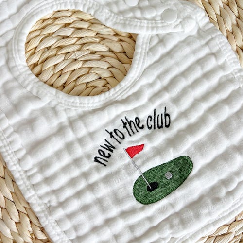 Bavoir brodé pour bébé, cadeau golf pour bébé, cadeau golf personnalisé pour nouveau-né, nouveau-né, faire-part de naissance, cadeau baby shower