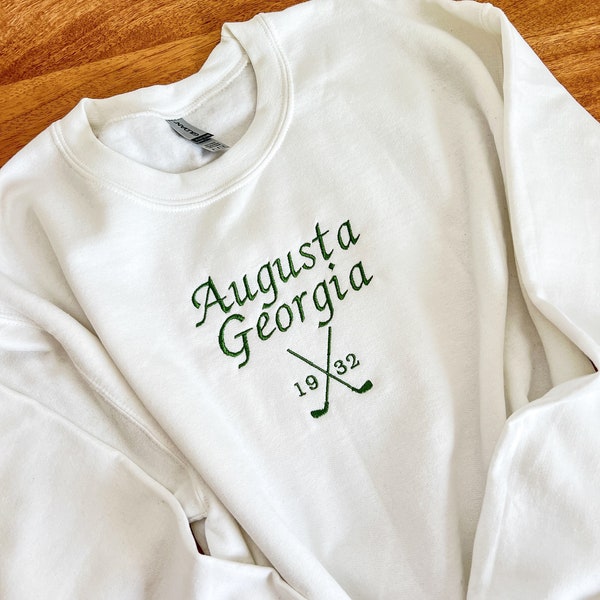 Classic Augusta National Sweatshirt Embroidered Masters Golf Party Sweatshirt Augusta Georgia Crewneck The Masters Golf Theme Party Outfit