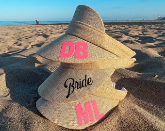 Personalized Visor Custom Straw Visor Women's Personalized Sun Visor Custom Bachelorette Visors Bridal Party Gifts Personalized Beach Visors