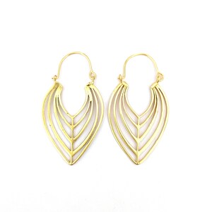 Boucles d'oreilles tendance, boucles d'oreilles en forme de goutte en plaqué or 18 carats, boucles d'oreilles tendance faites main, boucles d'oreilles ethniques géométriques, créoles vintage pour cadeau