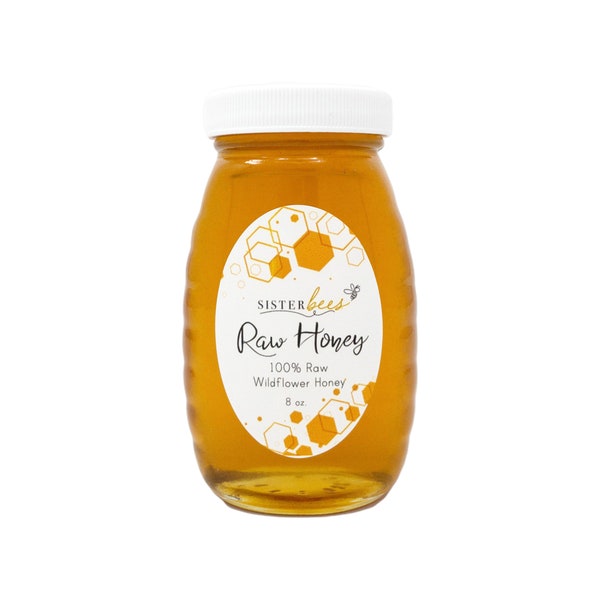 100% Raw Michigan Wildflower Honey 8 oz glass jar- perfect gift - Northern Michigan Raw Honey- Raw Honey