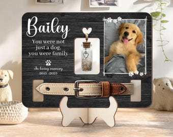 Custom Dog Memorial Collar Frame With Photo, Rainbow Bridge Gift, Pet Memorial Gift, Pet Collar Holder, Dog Memorial Gifts, Pet Loss Gifts