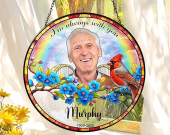 Personalized Dad Memorial Glass Suncatcher, Loss Of Dad Sympathy Gift, Loss of Mom Sympathy Gift Loss of a Loved One Gift, Remembrance Gifts