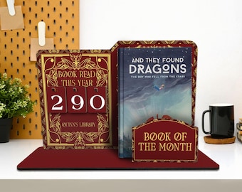 Personalized Book Read Holder, Book Tracker, Bookshelf Decor, Read This Year Counter, Book Of The Month Display, Gift for Readers