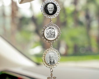 Custom Memorial Car Charm, Rearview Mirror Ornament for Loss of Dad Grandpa, Custom Photo Car Mirror Charm, Bereavement Gift, Christmas Gift