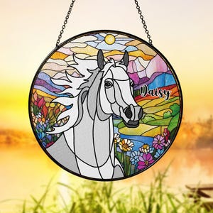 Custom Horse Portrait Glass Suncatcher, Pet Memorial Sun Catcher, Custom Pet Memorial Gifts, Horse Lover Gift, Window Hanging, Pet Loss Gift