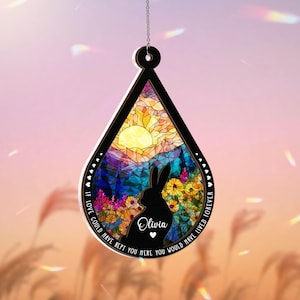 Personalized Rabbit Memorial Hologram Ornament, Custom Bunny Memorial Gift, Rabbit Window Hanging, Pet Memorial Gift, Bunny Remembrance Gift