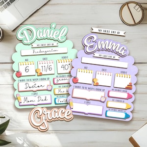 Custom First & Last Day School Sign, Back to School Sign, Kindergarten 1st Day of School Sign, 1st Day Wooden School Board,School Photo Prop