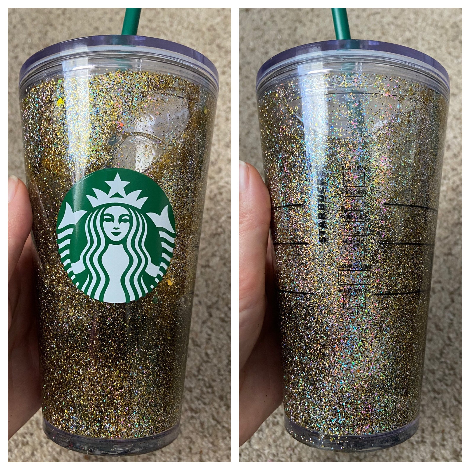 Gold Glitter Starbucks Snowglobe Tumbler | Etsy
