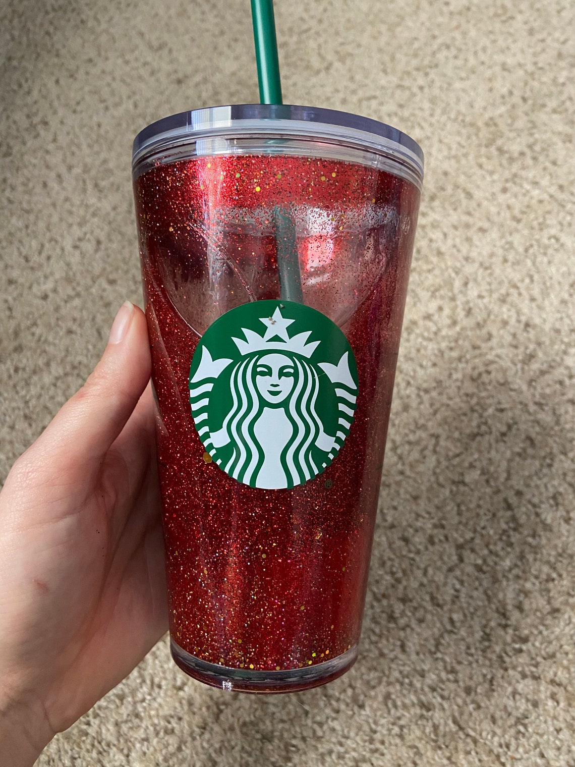 Red Glitter Starbucks Snowglobe Tumbler | Etsy
