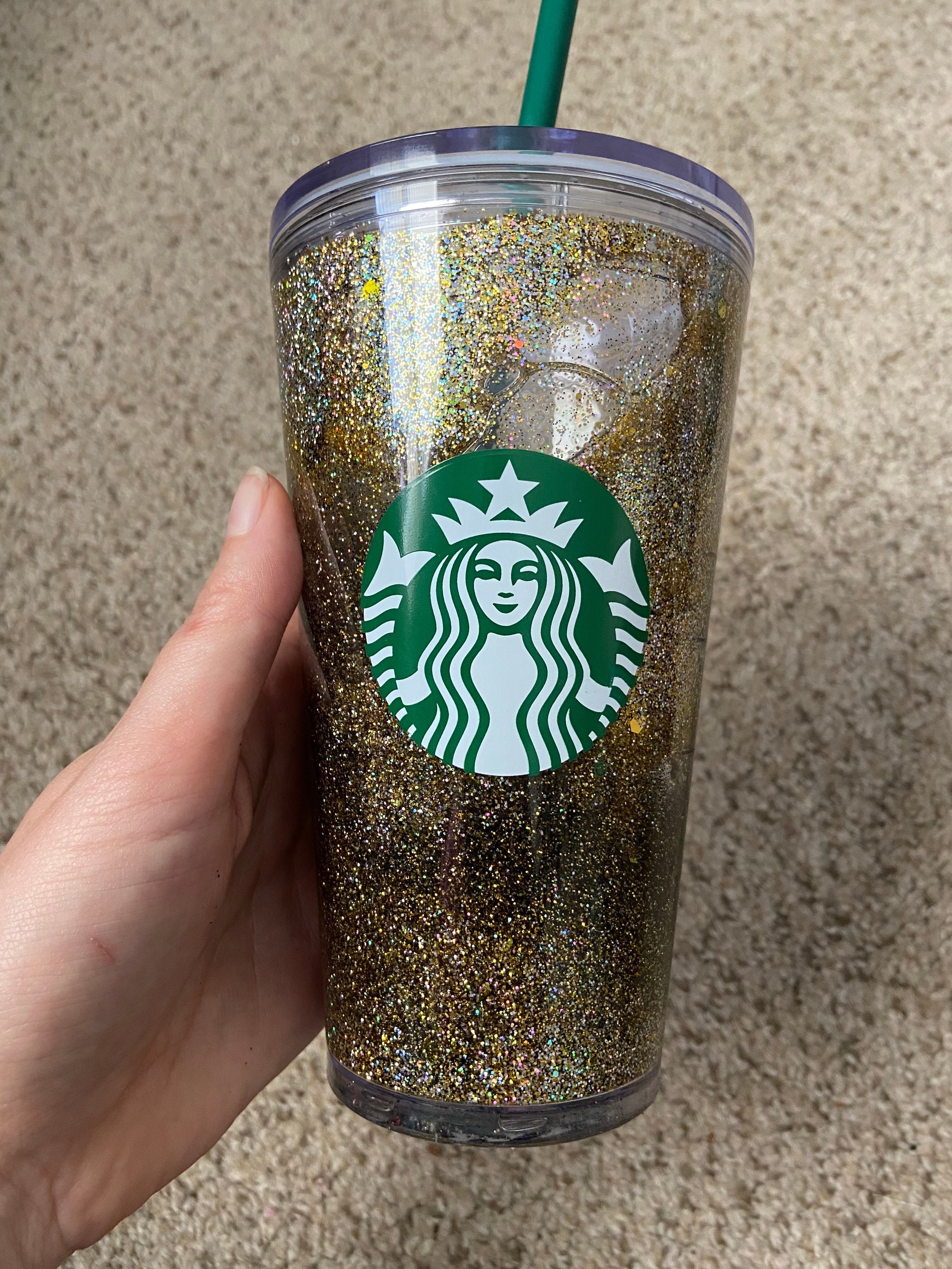 Gold Glitter Starbucks Snowglobe Tumbler | Etsy