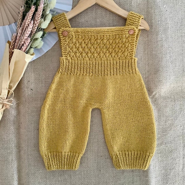 Pineapple Jumpsuit Knitting Pattern | Baby Jumpsuit PDF Knitting Pattern | Baby Overalls Knitting Pattern | 0-24 months | PDF in English