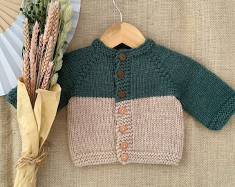 Forest Cardigan Knitting Pattern |  Double Yarn Cardigan Knitting Pattern | 0-24 Months | in English only