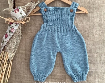 Baby Jumpsuit PDF Knitting Pattern | Grey Dungarees Knitting Pattern | Baby Overalls PDF Knitting Pattern| 0-24 months | PDF: English