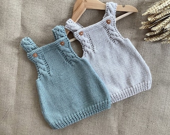 Robin Dress Knitting Pattern | Baby Dress Knitting Pattern | Baby Overalls Knitting Pattern  | 0-24 months | PDF in English | Romper Pattern