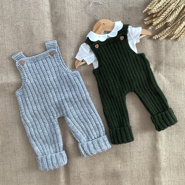 Golden Jumpsuit Knitting Pattern | Baby Dungarees PDF Knitting Pattern | Oversized Style | 0-24 months | PDF in English