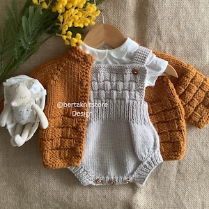 Patrón de tejido de cárdigan y pelele para bebé / 0-24 meses / PDF solo en inglés