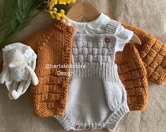 Baby Cardigan and Romper Knitting Pattern | 0-24 Months | PDF in English only