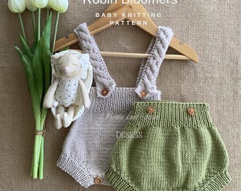 Robin Bloomers Knitting Pattern | Baby Romper | 0-24 Months | In English Only