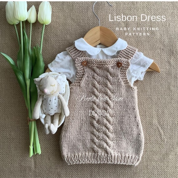 Lisbon Baby Dress Knitting Pattern | Cable Knit Vest | 0-24 Months