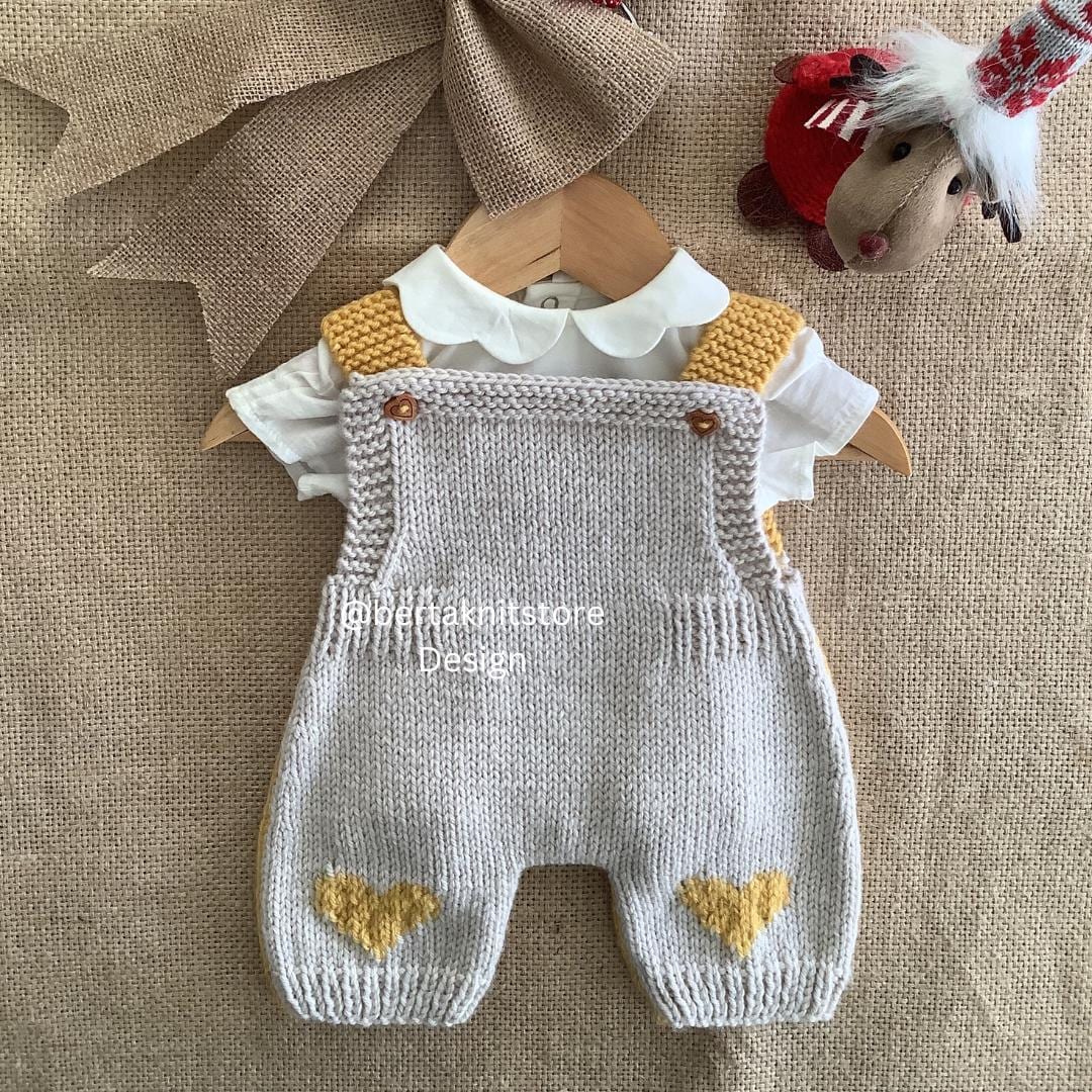 Strawberry Overalls Knitting Pattern Set | Baby Overalls