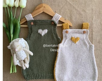 Patrón de tejido para vestido de bebé "Corazón" / 0-24 meses / PDF descargable / Solo en inglés