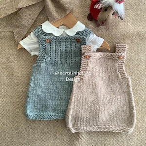 Conjunto padrões tricô para vestido cinza | vestidos bebê | 0-24 meses | Somente em inglês
