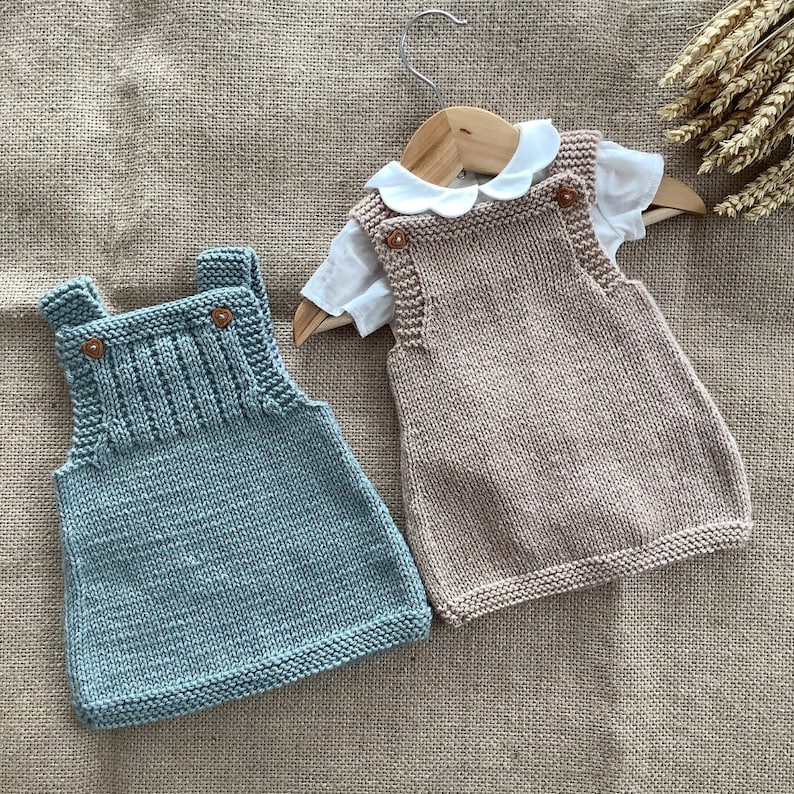 Grey Dress Knitting Pattern Set Baby Dress Bundle Knitting Pattern Baby Overalls Knitting Pattern 0-24 months PDF in English image 4