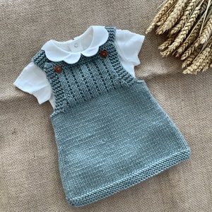 Grey Dress Knitting Pattern Set Baby Dress Bundle Knitting Pattern Baby Overalls Knitting Pattern 0-24 months PDF in English image 7