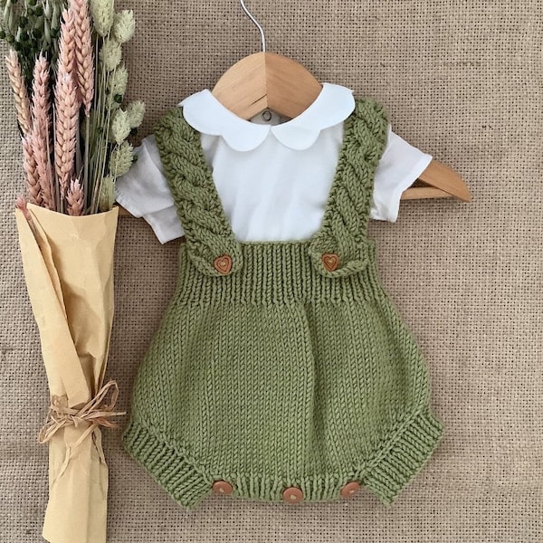 Modèle de tricot Bloomers Robin | Modèle de tricot de salopette pour bébé | Modèle de tricot Combishort pour bébé | PDF en anglais | 0-24 mois |