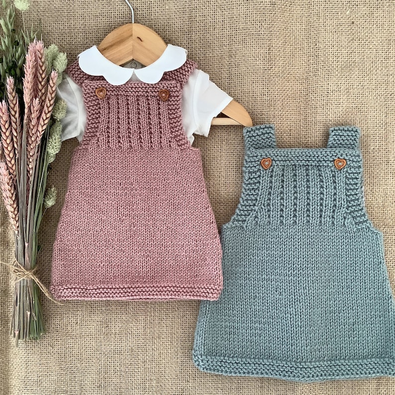 Grey Dress Knitting Pattern Set Baby Dress Bundle Knitting Pattern Baby Overalls Knitting Pattern 0-24 months PDF in English image 3