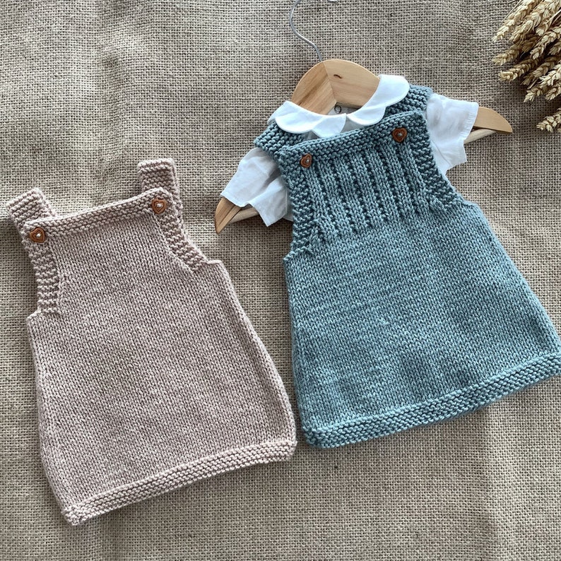 Grey Dress Knitting Pattern Set Baby Dress Bundle Knitting Pattern Baby Overalls Knitting Pattern 0-24 months PDF in English image 5