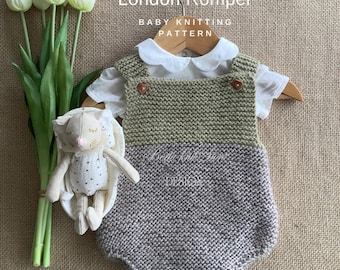 London Romper Knitting Pattern | Downloadable PDF | 0-24 Months | in English only