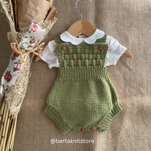 Padrão de tricô em PDF para macacão de bebê | Padrão de tricô em PDF para macacão de bebê | Padrão de tricô para macacão de bebê | 0-24 meses | Somente em inglês