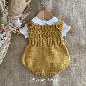 Ananas romper breipatroon | PDF-breipatroon babyromper | PDF-breipatroon baby overall | 0-24 maanden | Alleen in het Engels