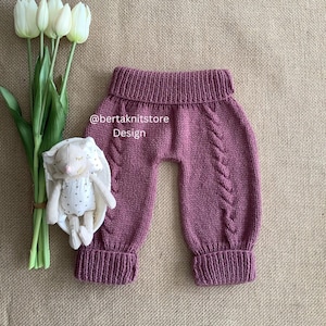 Patrón de punto para pantalones Lisboa / Diseño de punto trenzado / 0-24 meses / Solo en inglés / PDF descargable