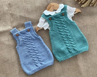 Lisbon Dress Knitting Pattern | Baby Dress Knitting Pattern | Baby Overalls knitting Pattern |  0-24 months | PDF English